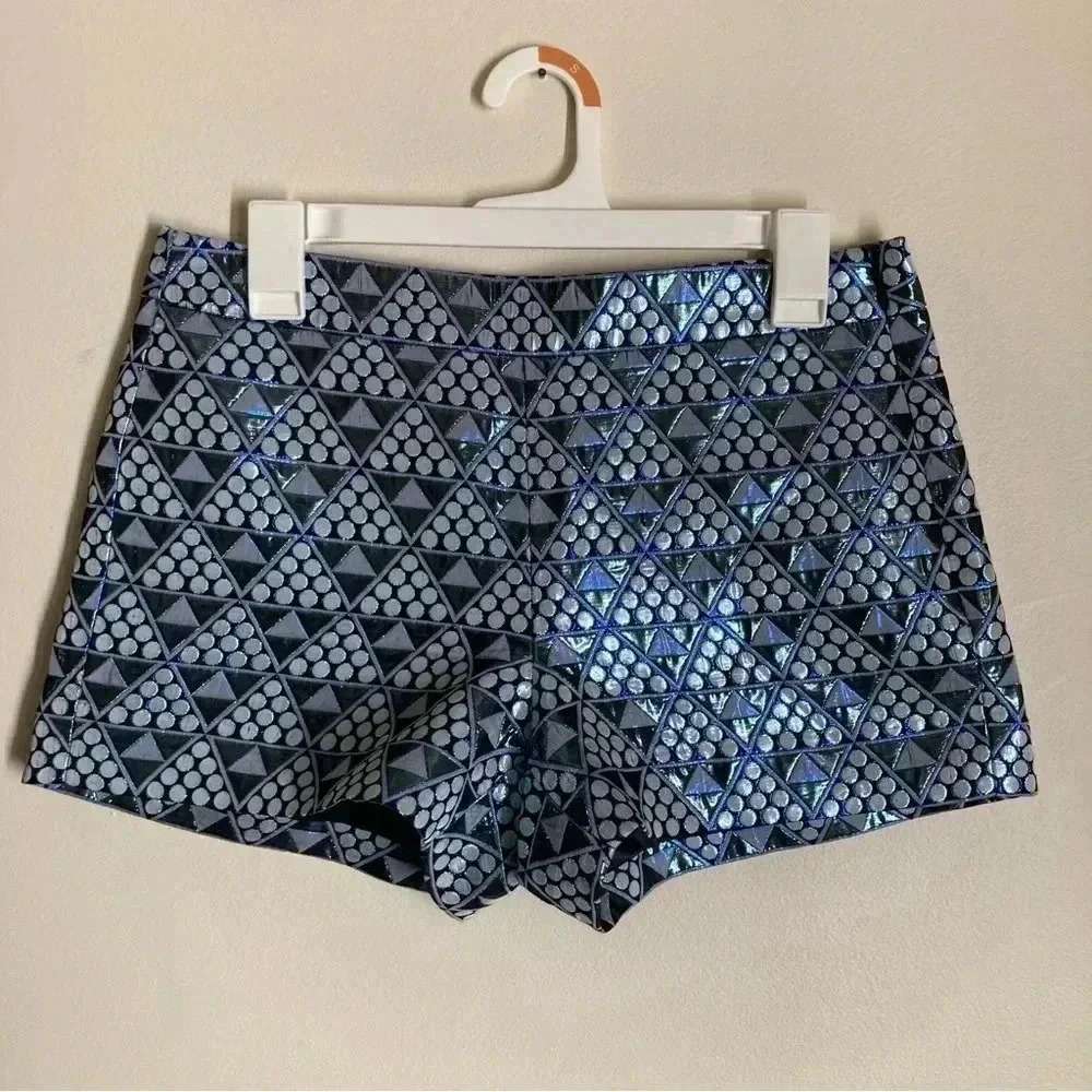J. Crew Geometric Blue and Black Women Shorts